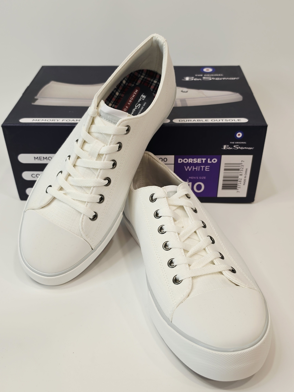 Ben Sherman Dorset Lo Men’s White Canvas Sneakers – Size 10